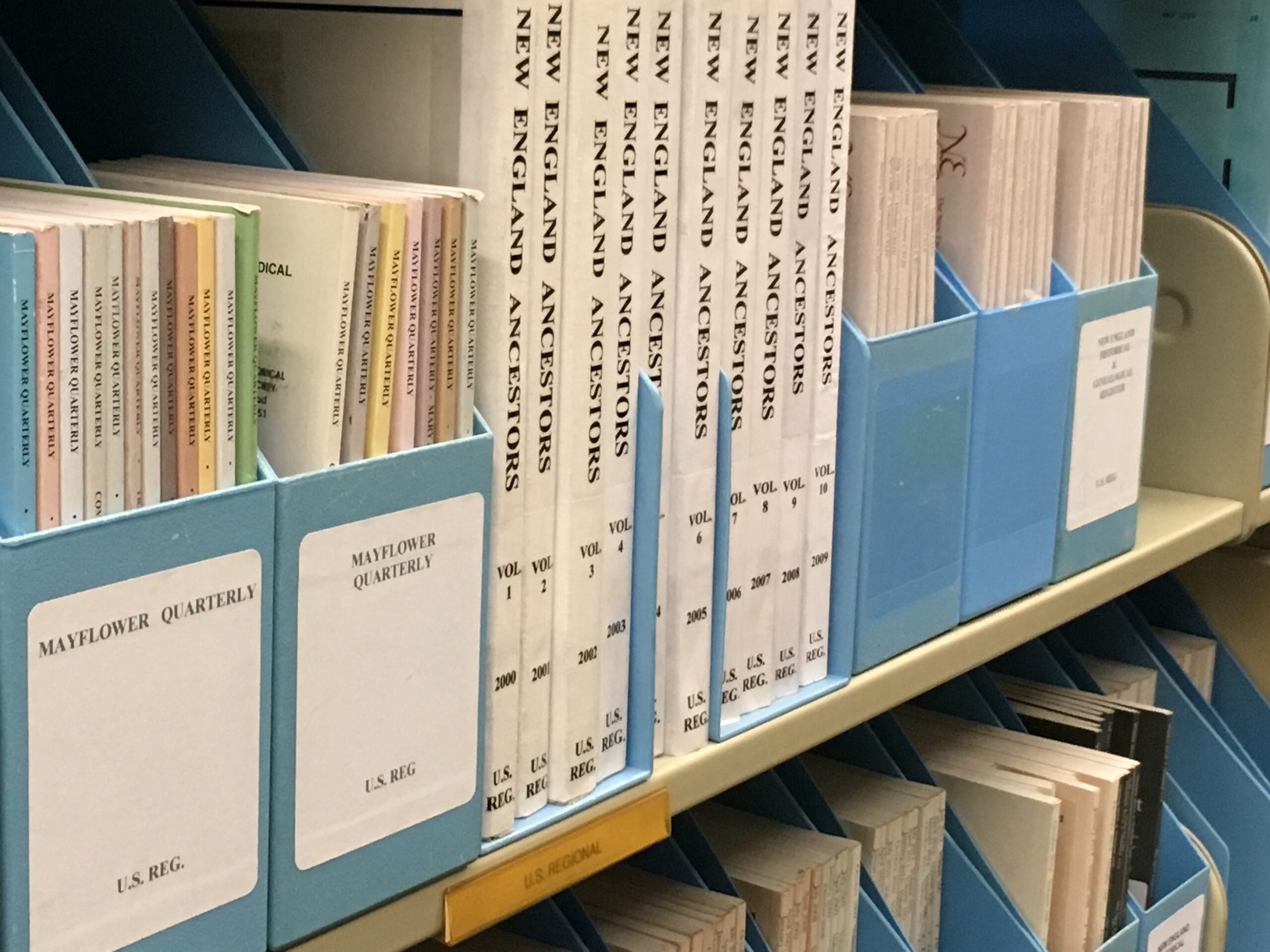 Periodicals on a shelf